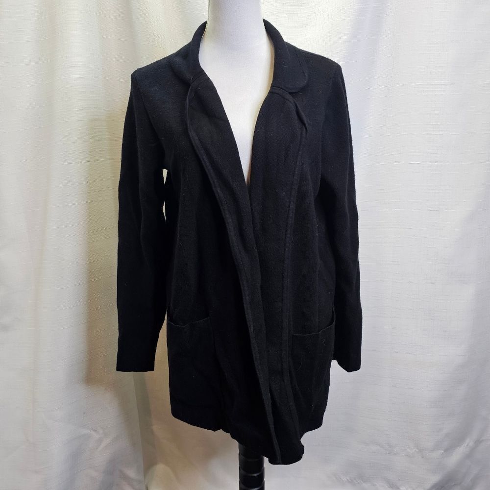 CeCe Black Knit Oversized Cardigan Blazer Size Medium